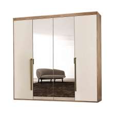 Guarda-Roupa Solteiro com Espelho Originale 4 Portas 3 Gavetas Carvalho e Off White 179 cm