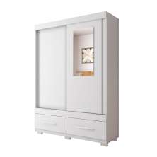 Guarda-Roupa Solteiro com Espelho Sereno 2 Portas 2 Gavetas Branco