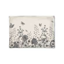 Lugar Americano Dupla Face Retangular Rapport Flores Branco e Grafite