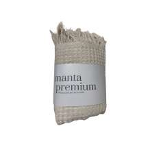Manta Decorativa Waffle Bege Claro 140x140 cm