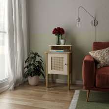 Mesa Lateral Retangular Charlotte 1 PT Carvalho e Off White