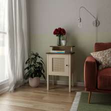 Mesa Lateral Retangular Charlotte 1 PT Pinho e Off White