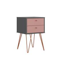 Mesa de Cabeceira Bled 2 Gavetas Grafite e Rosé