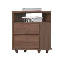 Mesa de Cabeceira Campeche 2 Gavetas Castanho