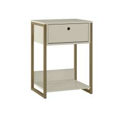 Mesa de Cabeceira Industrial Dijon 1 Gaveta Off White