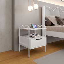 Mesa de Cabeceira Oasis 1 Gaveta Branca