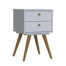 Mesa de Cabeceira Retrô Plus 2 Gavetas Branco
