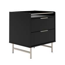 Mesa de Cabeceira Yves com LED  2 Gavetas Preta e Champanhe