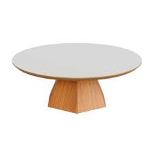 Mesa de Centro Redonda Belan 100% MDF Off White e Freijó