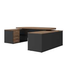 Mesa de Escritório Elara 2 PT 4 GV Nogal e Preta