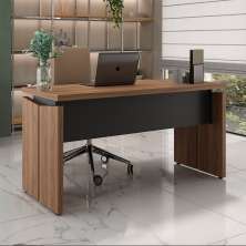 Mesa de Escritório Lane Nogal e Preta 145 cm