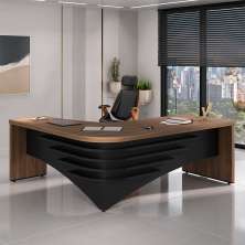 Mesa de Escritório Zamora Lado Direito Nogal e Preto