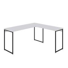 Mesa de Escritório em L Studio Branca e Preta 150x140 cm