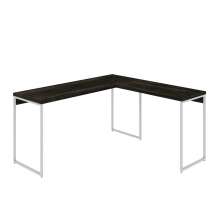 Mesa de Escritório em L Studio Carvalho Dark e Branca 150x140 cm