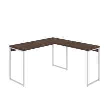 Mesa de Escritório em L Studio Nogal e Branca 135x140 cm