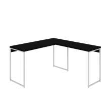 Mesa de Escritório em L Studio Preta e Branca 135x140 cm