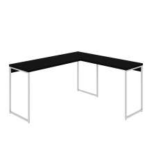 Mesa de Escritório em L Studio Preta e Branca 150x140 cm