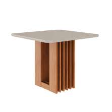 Mesa de Jantar Quadrada com Tampo de Vidro Ariela Off White e Cinamomo 95 cm