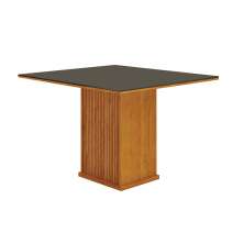 Mesa de Jantar Quadrada com Tampo de Vidro Napoli Chumbo e Freijó 90 cm