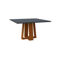 Mesa de Jantar Quadrada com Tampo de Vidro Valencia Cinza e Ype 135 cm