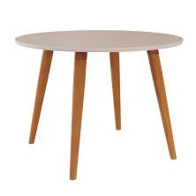 Mesa de Jantar Redonda Dani Madeira e Off White