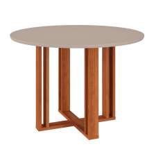 Mesa de Jantar Redonda com Tampo MDF Flora Cinamomo e Off White 109 cm