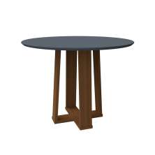 Mesa de Jantar Redonda com Tampo de Vidro Isabela Cinza e Imbuia 100 cm