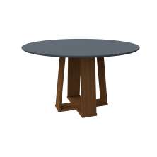 Mesa de Jantar Redonda com Tampo de Vidro Isabela Cinza e Imbuia 135 cm