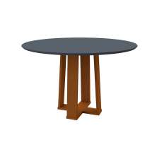 Mesa de Jantar Redonda com Tampo de Vidro Isabela Cinza e Ype 117 cm