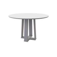 Mesa de Jantar Redonda com Tampo de Vidro Isabela Off White 117 cm