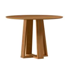Mesa de Jantar Redonda com Tampo de Vidro Isabela Ypê 100 cm