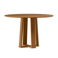 Mesa de Jantar Redonda com Tampo de Vidro Isabela Ypê 117 cm