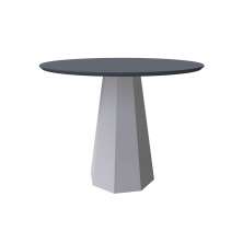 Mesa de Jantar Redonda com Tampo de Vidro Isis Cinza e Off White 100 cm