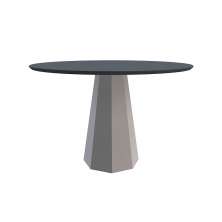 Mesa de Jantar Redonda com Tampo de Vidro Isis Cinza e Off White 117 cm
