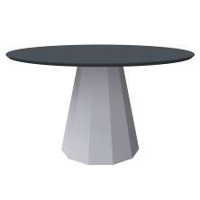 Mesa de Jantar Redonda com Tampo de Vidro Isis Cinza e Off White 135 cm