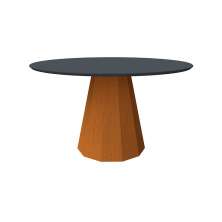 Mesa de Jantar Redonda com Tampo de Vidro Isis Cinza e Ype 135 cm