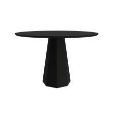 Mesa de Jantar Redonda com Tampo de Vidro Isis Preta 117 cm