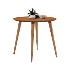 Mesa de Jantar Redonda com Tampo em MDF Veneza Cedro 90 cm