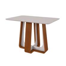 Mesa de Jantar Retangular com Tampo de MDF 25 mm e Vidro Sintonia Off White e Frassino 120 cm
