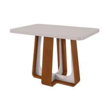 Mesa de Jantar Retangular com Tampo de MDF 40 mm e Vidro Sintonia Off White e Frassino 120 cm