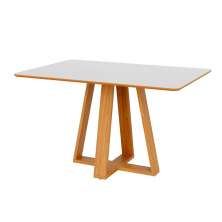 Mesa de Jantar Retangular com Tampo de MDF Kessy 100% MDF Off White e Freijó 135 cm