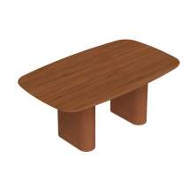 Mesa de Jantar Retangular com Tampo de MDF Off White Lintz Caramelo e Canela 184 cm