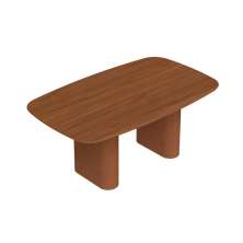 Mesa de Jantar Retangular com Tampo de MDF Off White Lintz Caramelo e Canela 219 cm