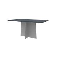 Mesa de Jantar Retangular com Tampo de Vidro Ana Cinza e Off White 160 cm