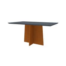 Mesa de Jantar Retangular com Tampo de Vidro Ana Cinza e Ype 160 cm