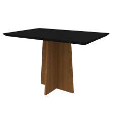 Mesa de Jantar Retangular com Tampo de Vidro Anitta Preta e Imbuia 120 cm
