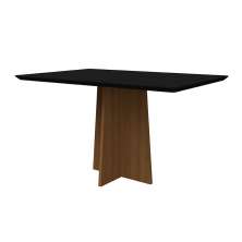 Mesa de Jantar Retangular com Tampo de Vidro Anitta Preta e Imbuia 135 cm