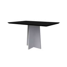 Mesa de Jantar Retangular com Tampo de Vidro Anitta Preta e Off White 135 cm