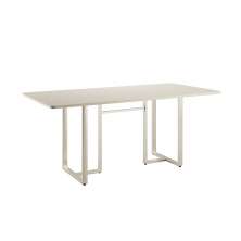 Mesa de Jantar Retangular com Tampo de Vidro Arcadia Off White e Champagne 184 cm