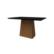 Mesa de Jantar Retangular com Tampo de Vidro Bárbara Preta e Imbuia 135 cm